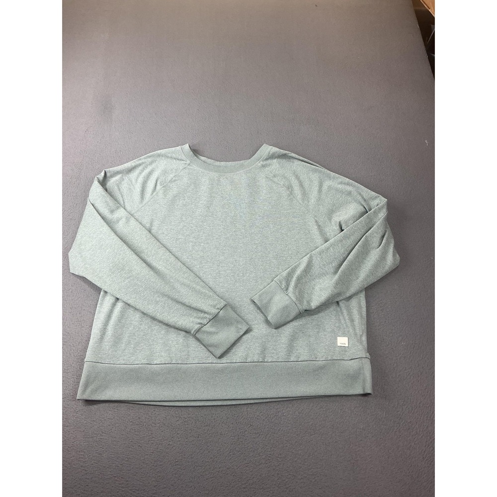 Vuori Sweatshirt Womens L Green Fleece Pullover Lightweight Stretch Logo